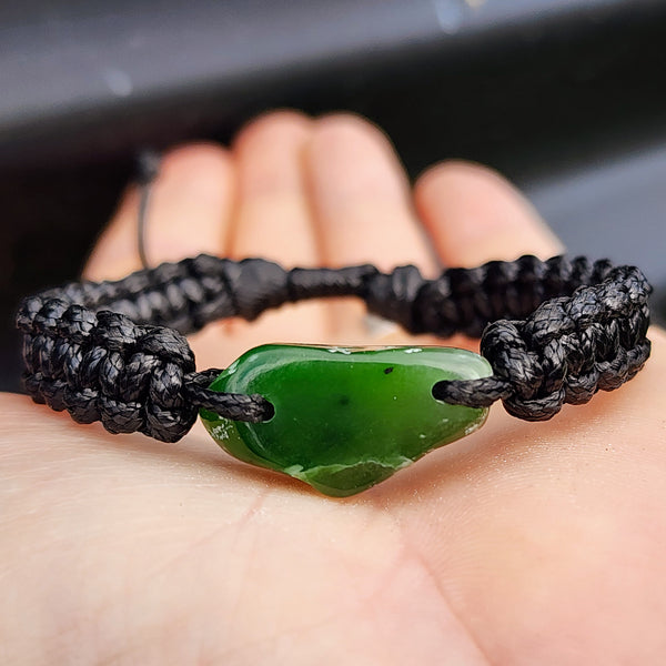 Natural Greenstone One Off Macrame Bracelet (1A3-779)