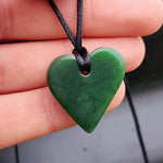 NZ Greenstone Pounamu Heart Pendant Necklace (N348)