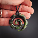 Natural Jade Notched Koru Pendant Necklace (N2159)
