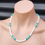 Natural White Shell & Turquoise Stone Surfer Choker Necklace