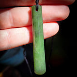 Nephrite Jade / Greenstone Cylinder Toki Pendant Necklace (P5B2)