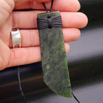 NZ Greenstone Pounamu Toki Pendant Necklace (N245)