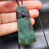 NZ Greenstone Pounamu Toki Pendant Necklace (N414)