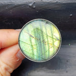 (T) Solid Sterling Silver & Natural Labradorite Round Handmade Solitaire Ring