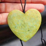 NZ Greenstone Pounamu Heart Pendant Necklace (N404)