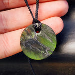 NZ Greenstone Pounamu Disk Pendant Necklace (N311)