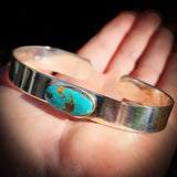 Solid 925 Sterling Silver & Natural Turquoise Cuff Bracelet