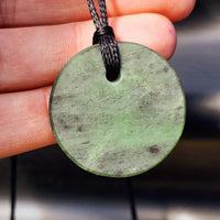 NZ Greenstone Pounamu Disk Pendant Necklace (N308)