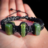 NZ Greenstone Pounamu One Off Macrame Bracelet (1A3-842)