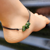 Nephrite Jade / Greenstone One Off Macrame Anklet (1A3-801)