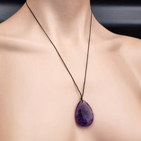 Natural Amethyst Waterdrop Pendant Necklace