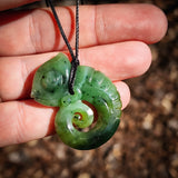 Natural Jade Lizard Koru Pendant Necklace (N1193)