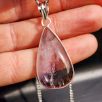 Silver Plated Natural Amethyst Handmade Pear Shaped Necklace (30X46)
