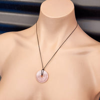 30mm Pink Rose Quartz Donut Pendant Necklace