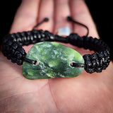 NZ Greenstone Pounamu One Off Macrame Bracelet (1A3-850)