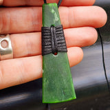 NZ Greenstone Pounamu Toki Pendant Necklace (N413)