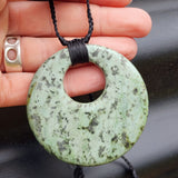NZ Greenstone Pounamu Disk Pendant Necklace (N462)