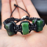 Nephrite Jade / Greenstone One Off Macrame Bracelet (1A3-802)