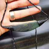 NZ Greenstone Pounamu Plate Pendant Necklace (N441)