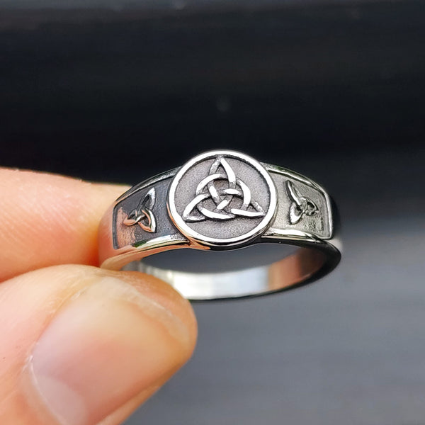 Size Y, T - Stainless Steel Trinity Knot Signet Ring