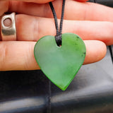 NZ Greenstone Pounamu Heart Pendant Necklace (N412)