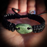 NZ Greenstone Pounamu One Off Macrame Bracelet (1A3-829)