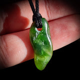 NZ Greenstone Pounamu Freeform Pendant Necklace (N748)
