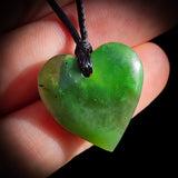 NZ Greenstone / Pounamu Small Heart Pendant Necklace (N780)