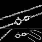 1.2mm Solid 925 Italian Sterling Silver Rope Chain Necklace
