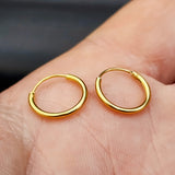 12mm Solid 925 Sterling Silver Gold Sleeper Hoop Earrings