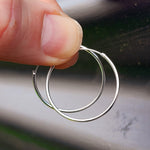 25mm Solid 925 Sterling Silver Round Hoop Earrings