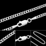2mm Solid 925 Italian Sterling Silver Curb Chain Necklace