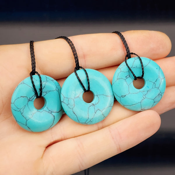 30mm Turquoise Donut Pendant Necklace
