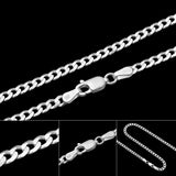 3mm Solid 925 Sterling Silver Curb Chain Necklace