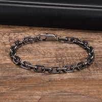 6.5mm Rustic Antique Stainless Steel Rolo Chain Bracelet