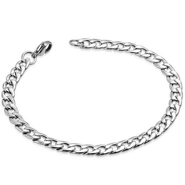 6mm Flat Stainless Steel Chain Bracelet