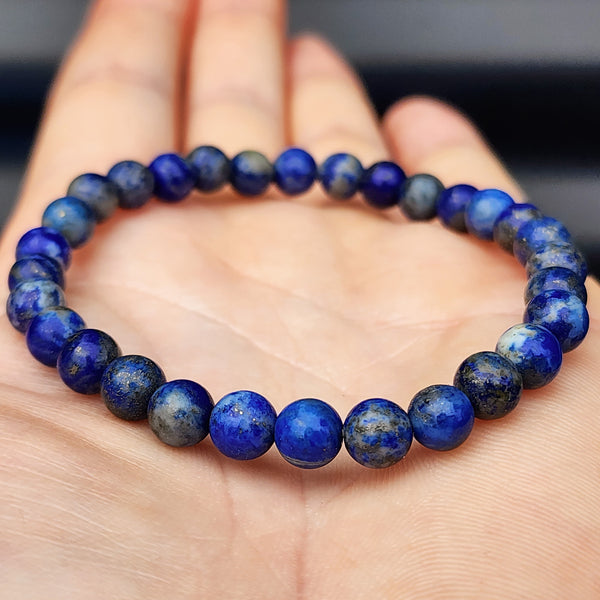 6mm Natural Lapis Lazuli Elastic Bead Bracelet