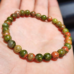 6mm Natural Unakite Bead Bracelet