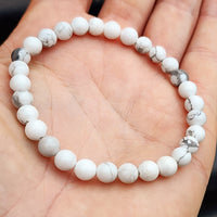 6mm White Turquoise Stone Elastic Bracelet