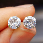 7mm Clear CZ & Solid 925 Sterling Silver Round Stud Earrings