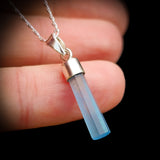 925 Sterling Silver & Natural Aquamarine Stick Handmade Pendant Necklace