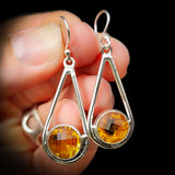 925 Sterling Silver & Natural Citrine Handmade Hanging Drop Hook Earrings