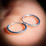 12mm Solid 925 Sterling Silver Sleeper Hoop Earrings