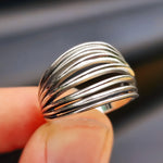 Solid 925 Sterling Silver 15mm Oxidized Spiral Cage Ring