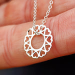 Solid 925 Sterling Silver Circle of Hearts Pendant Necklace
