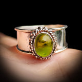 Solid Sterling Silver & Natural Peridot Handmade Rustic Solitaire Ring