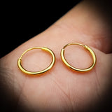 12mm Solid 925 Sterling Silver Gold Sleeper Hoop Earrings