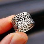 Solid 925 Sterling Silver 13mm Wide Band Multi Heart Ring