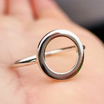 (T) Solid 925 Sterling Silver 15mm Circle Ring