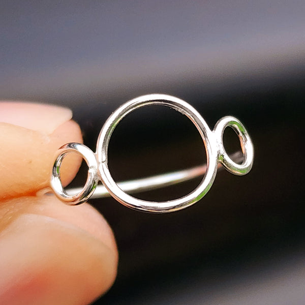 (Q) Solid 925 Sterling Silver 3 Circle Ring